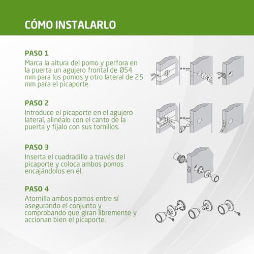 Miniatura 5 de Amig - Pomo De Paso - Juego De Pomos Con Manilla En Ambos Lados - Ideal Para Puertas De Paso Interiores - Latón - Color Dorado - Tipo Copa - Picaporte De Entrada 60 70 Mm