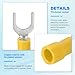 MECCANIXITY Insulated Fork Spade Connectors, 22-16AWG SV1.25-5 U-Type Tinned Copper Waterproof Fork Crimp Terminals Connectors for Industrial Electrical Marine Wiring, Pack of 100 (Yellow)