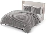 UGG Kenzie Full/Queen Comforter Set with 2 Pillow Shams Plush Faux Fur Bedding Soft Warm Down Alternative Comforter Washable Hypoallergenic Fluffy Blanket Set for Bedroom, Full/Queen Size, Seal Grey