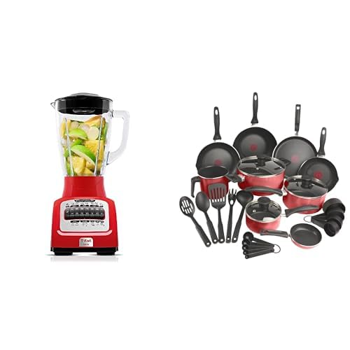 Listado de Licuadora T Fal Infinyforce 12 los 5 mejores. 41 T-fal Licuadora 12 Velocidades Infinyforce XL con Vaso de Vidrio de 2.2 Litros, 550 W, con + T-fal Batería de Cocina Supercook de 26 piezas Color Rojo con Antiadherente Titanium,...