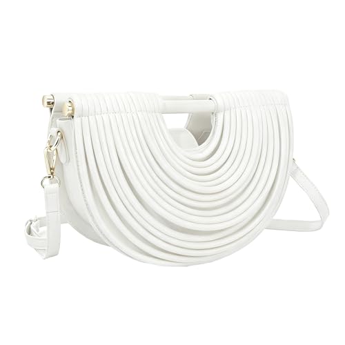 Sac à main demi-lune doré en paille tissée avec poignée chic pour femme