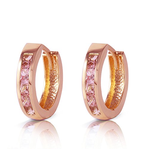 Galaxy Gold Gg 1.3 Ctw 14K Solid Rose Gold Hoop Huggie Earrings Pink Sapphire #TOP10
