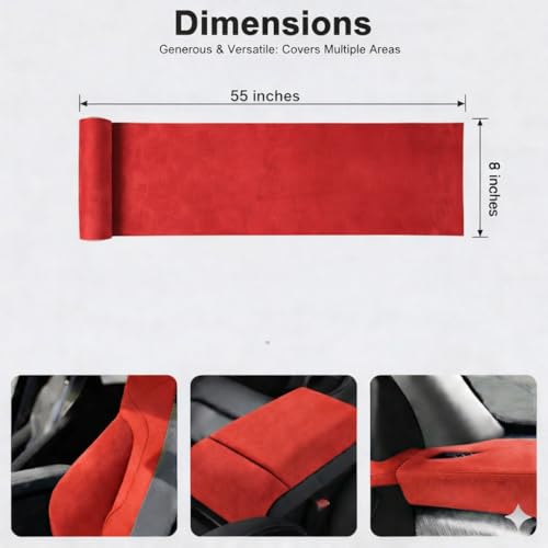 Image of Suede Fabric Wrap - Self Adhesive Film Sticker 8 x 55 Inches Silky Decal Sheet for Car Interior Furniture Upholstery DIY Elastic Stretch Peel and Stick Rose Red