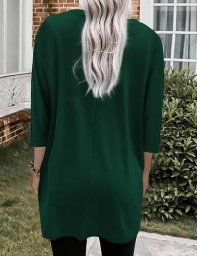 Poetsky Womens 3/4 Sleeve Tunics or Tops to Wear with Leggings Long Shirts Tops with Pockets2