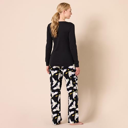 Amazon Essentials Damen Schlaf-Set leichte Flanellhose und langärmeliges-T-Shirt, Harry Potter Hedwig – Damen, XXL