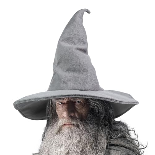 NTIERA Wizard Hat 18IN Large Witch Hat for WitchCostume Funny Cosplay Accessories for Halloween Costume (Gray)