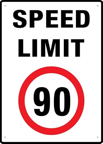 Speed Limit 90 Kph Sign, 8x12 Inch Rust-Free Metal Aluminum for House, Door, Office, Business, Yard, Pre-Drilled Holes, Weather Resistant