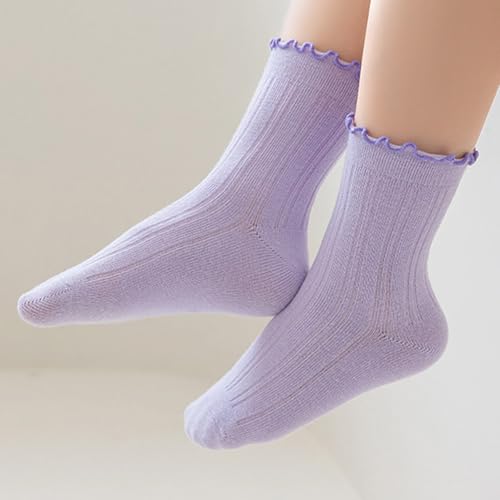 5-Pack Socks for Girls Soft Cute Solid Color Cotton Athletic for Baby Boy and Girl Durable and Breathable Crew Sock4