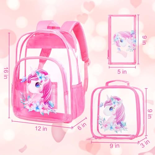 Image of KLFVB 3PCS Clear Backpack for Girls and Boys, Kids See Through Backpacks Stadium Approved, Transparent Bookbag for Elementary
