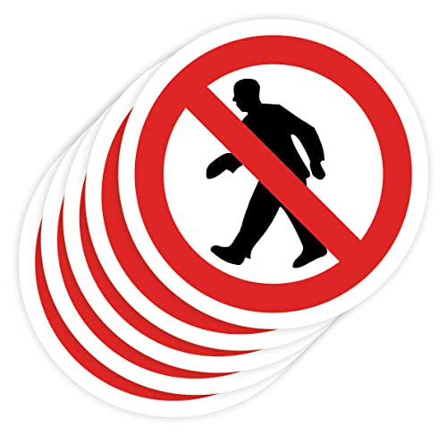 Pegatinas Prohibido 5ud Adhesivos de 14 cm Cartel Prohibicion Señal Laboral Industrial (14 cm, PASO DE PEATONES)