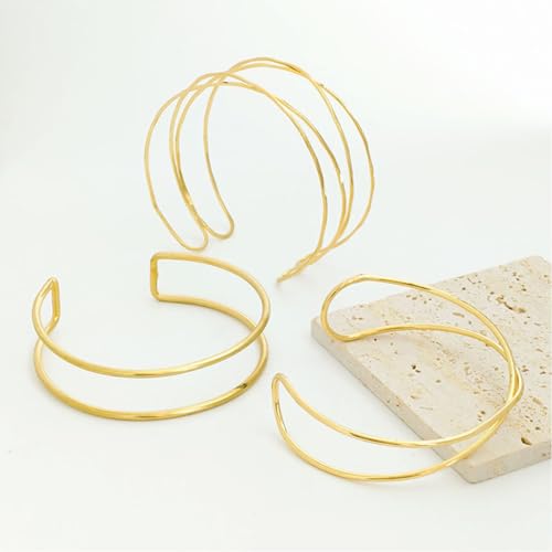 Gold Arm Cuff Bracelets for Women, 4Pcs Arm Cuff Jewelry Set, Arm Bracelet Upper Arm, Open Adjustable3