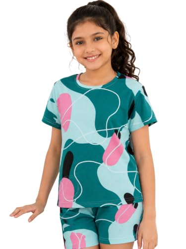 Image of Ninos Dreams Girls 100% Cotton Half Sleeves Coord set with Shorts /Day wear Set /Nightwear Set