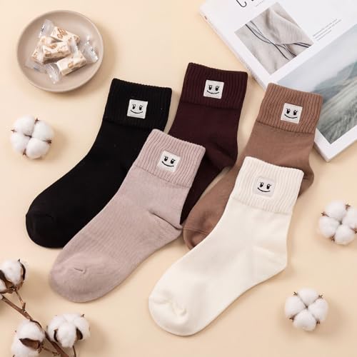 Image of Eurzom 10 Pairs Socks Womens Crew Elastic Ankle Length Cotton Socks Aesthetic Cute Lightweight Low Cut Gifts for Women