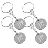 FRCOLOR 4 Stück Einkaufswagen Wertmarken Schlüsselanhänger aus Edelstahl mit Praktischem Einkaufswagenlöser und Abnehmbarem Design für Alltag