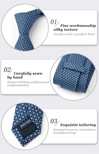 Image of HISDERN Polka Dot Ties for Men Classic Silk Ties and Pocket Square Formal Business Necktie Handkerchief Wedding Party