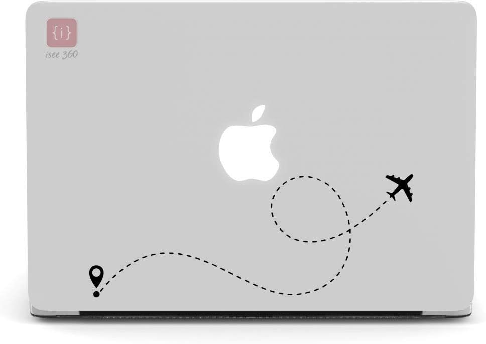 ISEE 360® Laptop Stickers Travel The World Vinyl Black Decal for 15.6 14 15.6 14 Inch laptops L x H 22 cmx 8cm