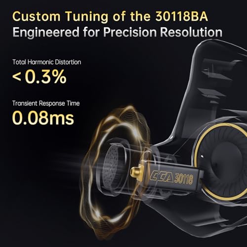 Image of CCA Xyrra Dual Driver in-Ear Monitor Headphones,1DD+1BD HiFi IEM Earphones,Wired Gaming Earbuds for Gamers Musicians