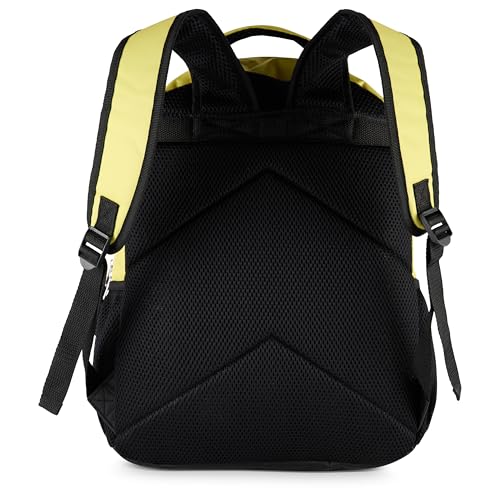 Image of AI ACCESSORY INNOVATIONS SpongeBob Square Pants Backpack for Boys & Girls, 16 inch Big Face Nylon Twill Bookbag w /Molded Hamburger Patty Dangle, Yellow