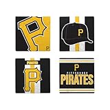FOCO MLB Official 4-Pack Beverage Drink Ceramic Stone Coaster Set (Pittsburgh Pirates)