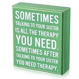 Jetec Funny Sister Gifts Sometimes Talking to Your Sister Is All the Therapy You Need Wood Sign 5.9 x 5.1 Inch Funny Plaques with Sayings Decorative for Christmas Home Decor(Green)