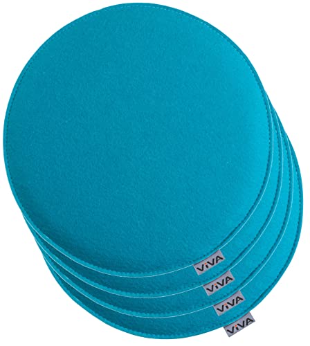 Brandsseller Lot de 4 Coussins d'assise en Feutre Ø 35x2 cm – Galettes de Chaise Rondes et Robustes pour l’intérieur et l’extérieur, Assise rembourrée...