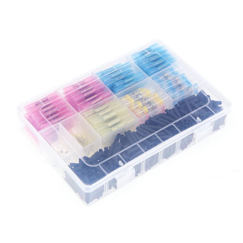 640PCS Heat Shrink Butt Crimp Connectors Waterproof Solder Wire Connector Electrical Terminator Wire Terminals with Box VUQLDHAYZ