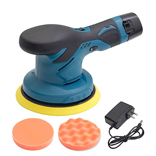 Qcggow Cordless Car Buffer Polisher , Polisher With 2 Of 12V Rechargeable Battery, 6 Variable Speed, Portable Cleaning Tools With Polishing Pads For Glass, Stove, Sink, Sofa #TOP21