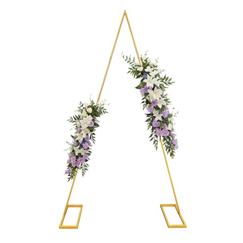 IKULE Gold Triangular Balloon Arch Stand Metal Wedding Arch Backdrop Stand Arched Backdrop Frame for Baby Shower Valentine Graduation Ceremony Decoration