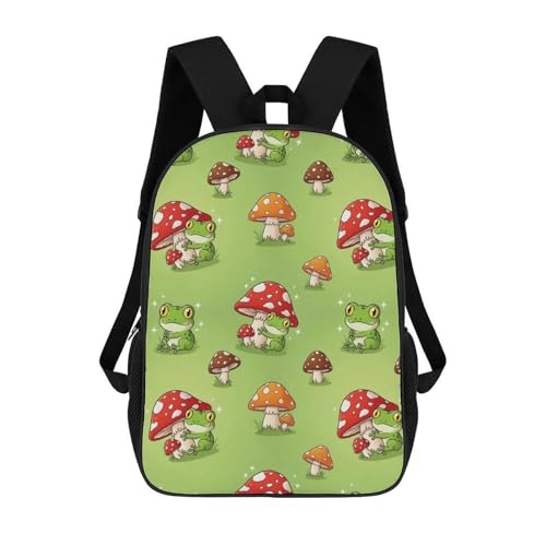 Durable Outdoor Adventure Backpack for Rock Climbing, Lightweight Gear Bag with Carabiner Loops for Men & Women, Red Mushroom Frog Bookbag