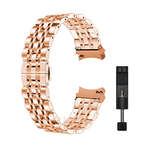 FYXT ���ԂȂ��X�g���b�v Galaxy Watch 4 Classic 42mm 46mm �o���h �X�e�����X�X�`�[�� �J�[�u�G���h�u���X���b�g Galaxy Watch 4 40mm 44mm �Ή�(Rosegold-tool,Galaxy watc