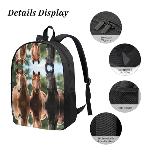 Sac à dos chevaux 3 pièces avec boîte à déjeuner et trousse