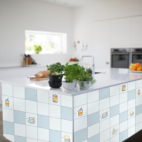 Image of SARVATRAY Self-Adhesive Wallpaper, Kitchen Oil Proof Heat Resistant Stickers, Vinyl Sheet for Wall 2 X 6.5 SQ FT (2 M Liquid Theme Blue WS)