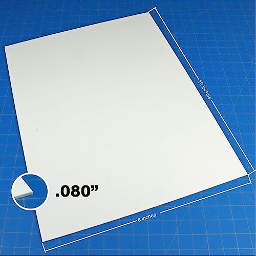 Image of LITKO Plasticard Styrene Sheets | .080 inch Modeling Plastic | White | 3 Pack | Three 8x10-inch polystyrene sheets | Rigid & sturdy - great for structural builds | For terrain, bases & displays