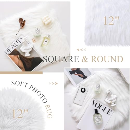 2Pack 12 Inches Mini Faux Fur Rug miniatura 4