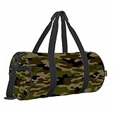 Yekiua Green Camo Duffle Bag Military Camouflage Army Soldier Hiding Gym Bag for Women Man Student L