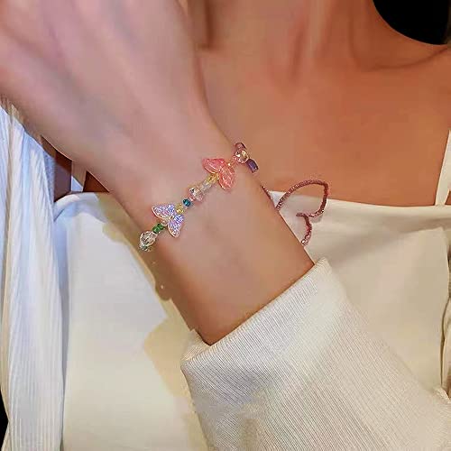 100Pcs Butterfly Crystal Beads Bulk Butterfly Spacer Beads Crystal Glass Beads Loose Beads For Earring Bracelet Necklace Key Chains Jewelry Diy Craft Making (Mix Colors Butterfly, 8Mm) #TOP5