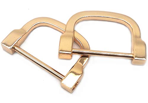 ZLYY 4pcs 1.2inch D-Rings Horseshoe Shape D Ring, U Shape D Rings, Screw in Shackle Horseshoe Shape D Ring DIY Leather Craft Purse Keychain Accessories (Gold)