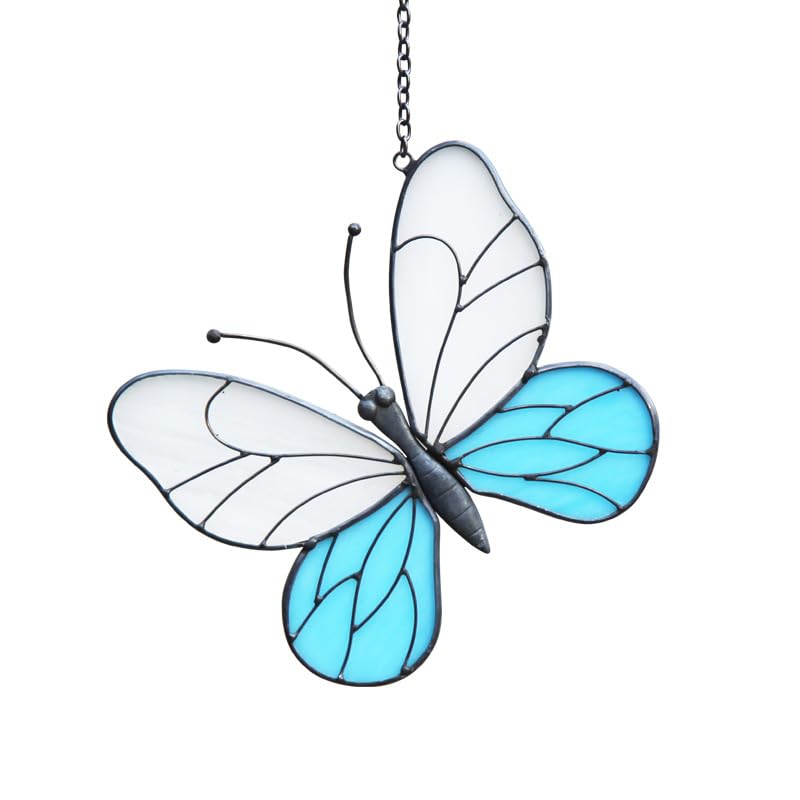Attrape-soleil papillon bleu en verre teinté haut de gamme panneau décoratif d'art