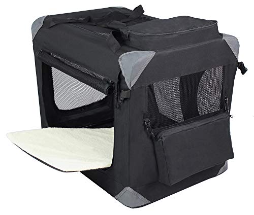 EliteField 3-Door Folding Soft Dog Crate with Carrying Bag and Fleece Bed (2 Year Warranty), Indoor & Outdoor Pet Home (36" L x 24" W x 28" H, Black) by EliteField - Image 3