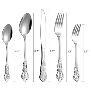 40 Pieces Retro Royal Silverware Set for 8 Stainless Steel Flatware Set Dishwasher Safe Dinnerware Set Including Forks Spoons and Knives Vintage Cutlery Set for Wedding Party and Christmas