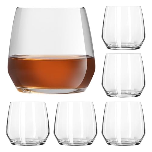 Murago - Trinkgläser 6er Set Elegance ca. 370ml - Spülmaschinenfeste Whiskygläser Set Cognacgläser ohne Stiel Weingläser Tumbler Gläser Moderne Große Gläser für Whisky Whiskey Wassergläser Trinkglas