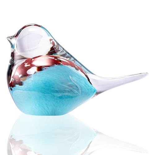 ORRFIDDY Blown Glass Birds - Glass Art Bird Decor, Hand Blown Glass Animal Figurines Paperweight for Home Shelf Decor