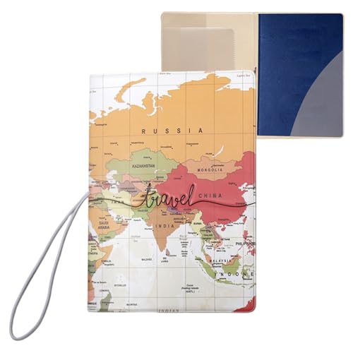 Funda para Pasaporte, Organizador de Pasaporte con Tarjetero de PU, Cierre de Banda Elástica para Pasaporte, Tarjetas de Embarque, Tarjetas de Crédito, Tarjetas de Visita, para Mujeres y Hombres