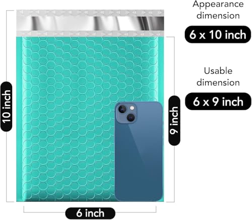 Image of Fuxury Bubble Mailers 6x10 inch Teal Padded Envelopes 1000Pack Strong Adhesion Thick Padded Mailers for Small Business Mailing Small Items,Jewelry,Makeup