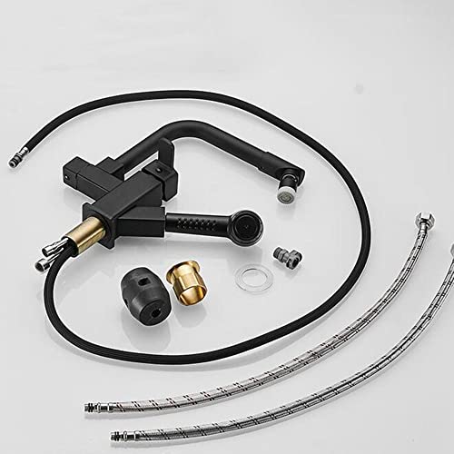 Robinet d'évier de cuisine avec douchette extractible orientable en laiton - 6