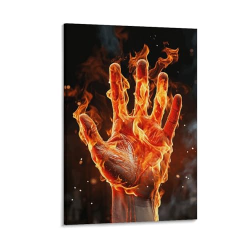 Peinture sur toile flamme de feu pour raviver un mur blanc de salon triste