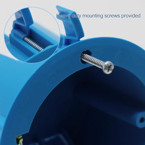 Image of 4'' Old Work Round Electrical Box, 18 cu in, Blue, Pack of 1 | 18 Cubic Inches Outlet Box; 1-Gang PVC Round Ceiling Electrical Box for Old Work; ETL Listed(1 Pack).