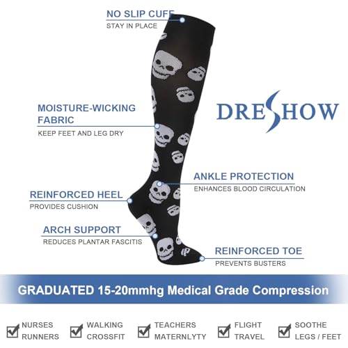 DRESHOW 4 Pairs Compression Socks For Women&Men Circulation Best Support for Athletic Running Cycling Travel - Image 6