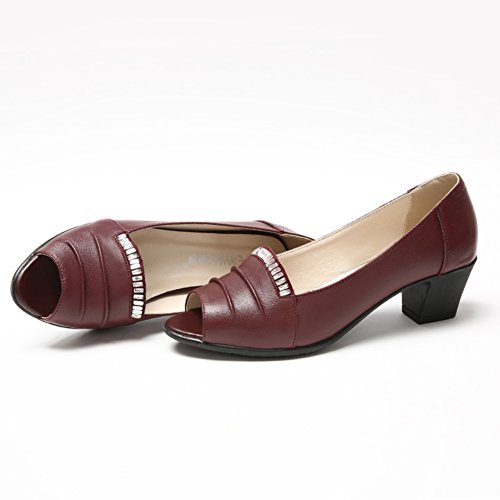 Sandales en cuir peep toes à talon épais taille 36.5 confort