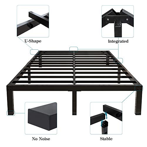 Yookare 14 Inch 4000Lbs Heavy Duty Support Basic Bed Frame/Mattress Foundation/Box Spring Replacement/Steel Slat Platform/Easy To Assemble/With Storage/Noise Free, King #TOP3